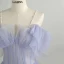 Elegant Lavender Pierced Prom Dresses 2021 A-Line / Princess Spaghetti Straps Short Sleeve Floor-Length / Long Formal Dresses