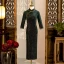 Chinese style Burgundy Evening Dresses Cheongsam 2021 Trumpet / Mermaid High Neck 3/4 Sleeve Split Front Tea-length Formal Dresses