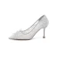 Elegant Grey Lace Flower Wedding Shoes 2022 8 cm Stiletto Heels Pointed Toe Wedding Pumps High Heels
