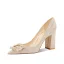 Charming Gold Rhinestone Wedding Shoes 2022 8 cm Thick Heels Pointed Toe Wedding Pumps High Heels