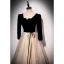 Élégant Noire Robe De Bal 2022 Princesse Encolure Carrée Étoile Paillettes Ceinture Noeud 3/4 Manches Longue Robe De Ceremonie