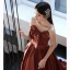 Charmant Café Satin Robe De Bal 2022 Princesse Bustier Noeud Sans Manches Dos Nu Train De Balayage Robe De Ceremonie