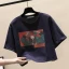 Chic / Beautiful Summer White Street Wear Casual Loose Printing T-Shirts 2021 Scoop Neck Short Sleeve Cotton Women's Tops T-shirt