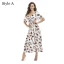 Summer Black Street Wear Beach Floral Maxi Dresses 2021 V-Neck Short Sleeve Women Dresses