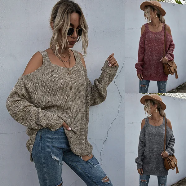 Sommer Strassenmode Khaki Stiefel Leibchen Pullover 2021 Eckiger Ausschnitt Bandeau 3/4 Ärmel Damen Oberteile
