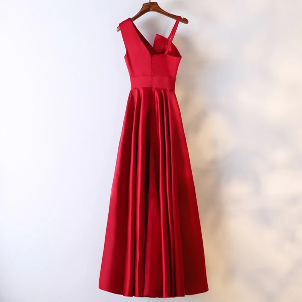 Chic / Beautiful Red Formal Dresses Evening Dresses 2017 V-Neck Zipper Up Sleeveless Ankle Length Empire