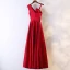 Chic / Beautiful Red Formal Dresses Evening Dresses  2017 V-Neck Zipper Up Sleeveless Ankle Length Empire