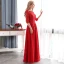 Affordable Pearl Pink Evening Dresses  2018 A-Line / Princess Lace Appliques Crystal Scoop Neck 3/4 Sleeve Floor-Length / Long Formal Dresses