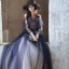Charming Navy Blue Prom Dresses 2020 A-Line / Princess Spaghetti Straps Glitter Tulle Beading Crystal Long Sleeve Backless Floor-Length / Long Formal Dresses