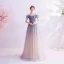 Charmant Bleu Ciel Dégradé De Couleur Robe De Bal 2020 Princesse Bretelles Spaghetti Faux Diamant Glitter Tulle Manches Courtes Dos Nu Longue Robe De Ceremonie