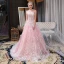 Chic / Belle Rose Bonbon Robe De Mariée 2018 Princesse En Dentelle Appliques Perlage Paillettes Amoureux Dos Nu Sans Manches Cathedral Train Mariage