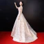 Luxe Champagne Robe De Soirée 2018 Princesse En Dentelle Appliques Perlage Perle Paillettes V-Cou Dos Nu Sans Manches Train De Balayage Robe De Ceremonie