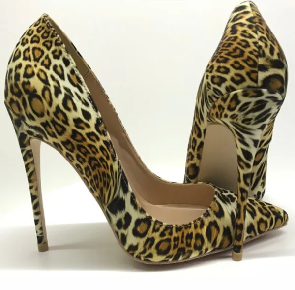 Unieke Luipaard Print Rave Club Pumps 2020 12 cm Naaldhakken / Stiletto Spitse Neus Pumps