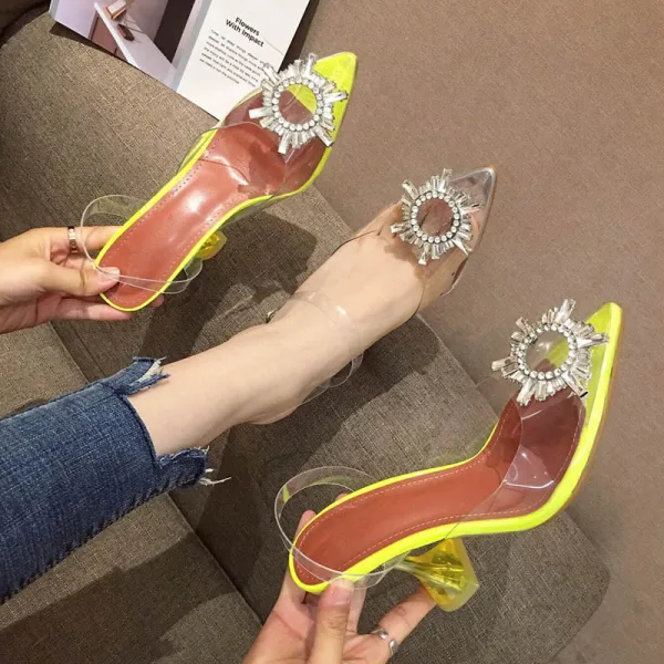 Sexy Silber Freizeit Damenschuhe 2020 Strass 9 cm Stilettos Spitzschuh Hochhackige