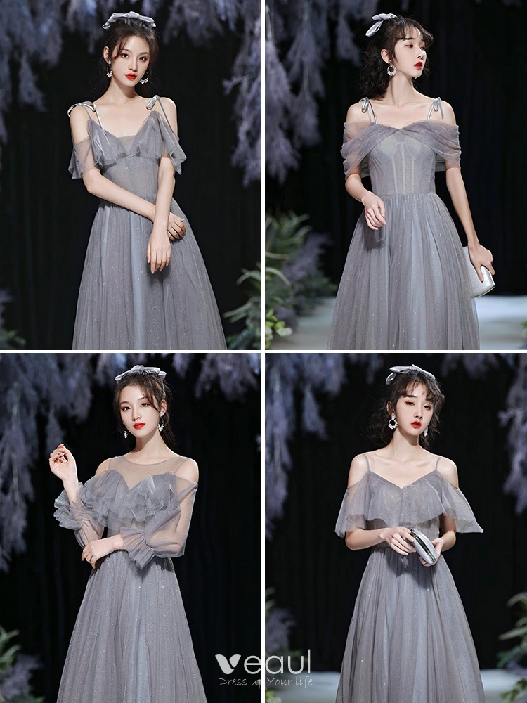 Grey glitter bridesmaid dresses hot sale