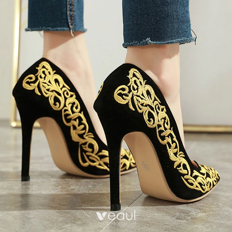 Black And Gold Stiletto Heels