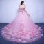 Élégant Rose Bonbon Robe De Mariée 2018 Robe Boule Appliques De l'épaule Dos Nu Manches Courtes Chapel Train Mariage