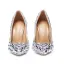 Uroczy Srebrny Buty Ślubne 2020 Skórzany Rhinestone 12 cm Szpilki Szpiczaste Ślub Czółenka
