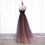 Chic / Beautiful Gradient-Color Purple Evening Dresses  2020 A-Line / Princess V-Neck Sash Sleeveless Backless Floor-Length / Long Formal Dresses