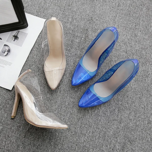 Transparent Beige Street Wear Pumps 2020 11 cm Stiletto Heels Pointed Toe Pumps