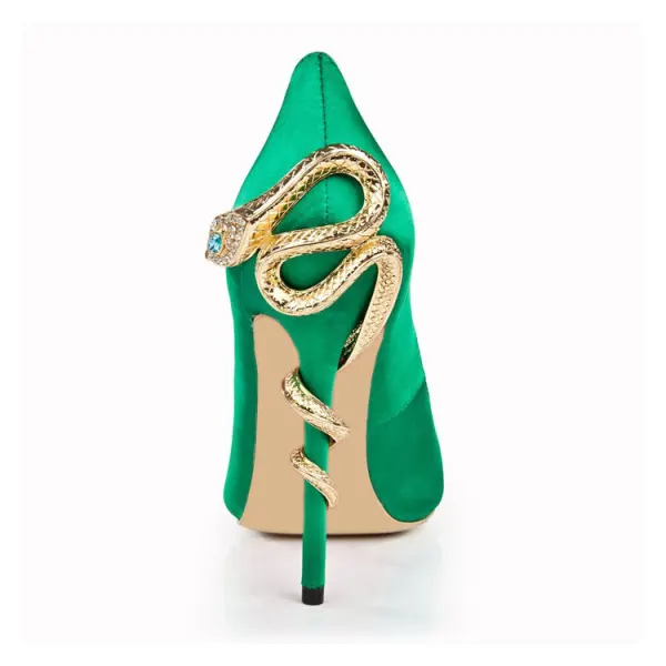 Chic / Beautiful Dark Green Evening Party Pumps 2020 Leather 9 cm Stiletto Heels Pointed Toe Pumps