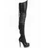 Amazing / Unique Black Rave Club Womens Boots 2020 Leather 14 cm Stiletto Heels Round Toe Boots