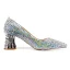 Mooie / Prachtige Multi-Kleuren Rhinestone Bruidsschoenen 2020 Leer 5 cm Dikke Hak Spitse Neus Huwelijk Pumps