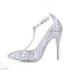 Charmant Silber Kristall Brautschuhe 2020 Leder Strass T-Riemen 11 cm Stilettos Hochzeit Spitzschuh Pumps