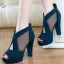 Affordable Black Casual Womens Sandals 2020 10 cm Thick Heels Open / Peep Toe Sandals