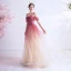 Charmant Rouge Dégradé De Couleur Robe De Soirée 2020 Princesse Bretelles Spaghetti Glitter Étoile Manches Courtes Dos Nu Longue Robe De Ceremonie
