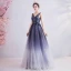 Charmant Bleu Marine Robe De Soirée 2020 Princesse V-Cou Glitter Perlage Paillettes En Dentelle Fleur Sans Manches Dos Nu Longue Robe De Ceremonie