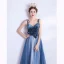 Chic / Belle Océan Bleu Robe De Soirée 2020 Princesse Bretelles Spaghetti Glitter Perlage Daim Sans Manches Dos Nu Longue Robe De Ceremonie
