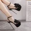 Sexy Noire Club de carnaval Faux Diamant Noeud Sandales Femme 2021 16 cm Talons Aiguilles Bride Cheville Peep Toes / Bout Ouvert Sandales Talons Hauts