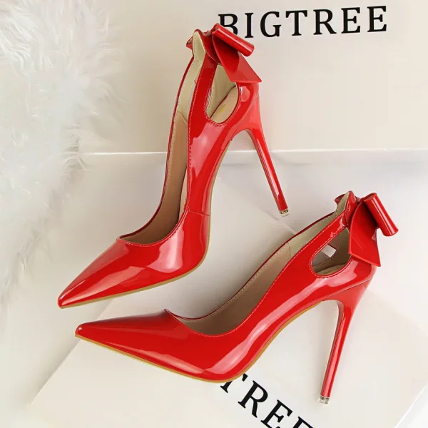 Schön Nude Datierung Schleife Pumps 2020 Lackleder 10 cm Stilettos Spitzschuh Pumps