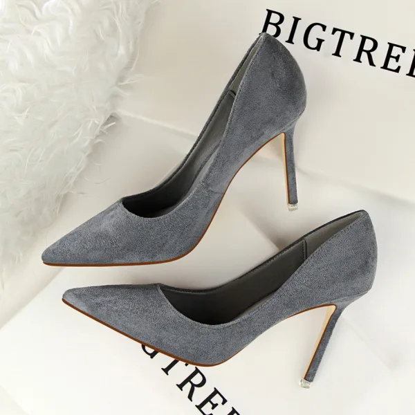 Affordable Orange Casual Pumps 2020 Suede 9 cm Stiletto Heels Pointed Toe Pumps