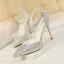 Charmant Rougissant Rose Soirée Faux Diamant Chaussures Femmes 2020 Perlage Bride Cheville 10 cm Talons Aiguilles À Bout Pointu Talons