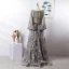 Luxe Gris Fait main Perlage Robe De Soirée 2020 Princesse Col v profond Cristal Faux Diamant En Dentelle Fleur Manches Longues Train De Balayage Robe De Ceremonie