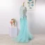 Charming Mint Green Evening Dresses  2020 A-Line / Princess U-Neck Handmade  Beading Tassel Crystal Rhinestone Lace Flower Sleeveless Floor-Length / Long Formal Dresses