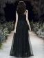 Fashion Black Evening Dresses  2020 A-Line / Princess One-Shoulder Star Sequins Sleeveless Backless Floor-Length / Long Formal Dresses