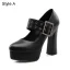 Mode Noire Vêtement de rue Boucle Escarpins 2021 11 cm Talons Épais Imperméables À Bout Pointu Escarpins