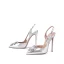 Charming Silver Evening Party Womens Sandals 2020 Ankle Strap Rhinestone 10 cm Stiletto Heels Pointed Toe Sandals
