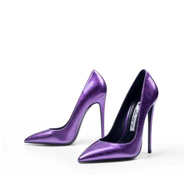 Schöne Violett Ball Pumps 2020 Lackleder 10 cm Stilettos Spitzschuh Pumps