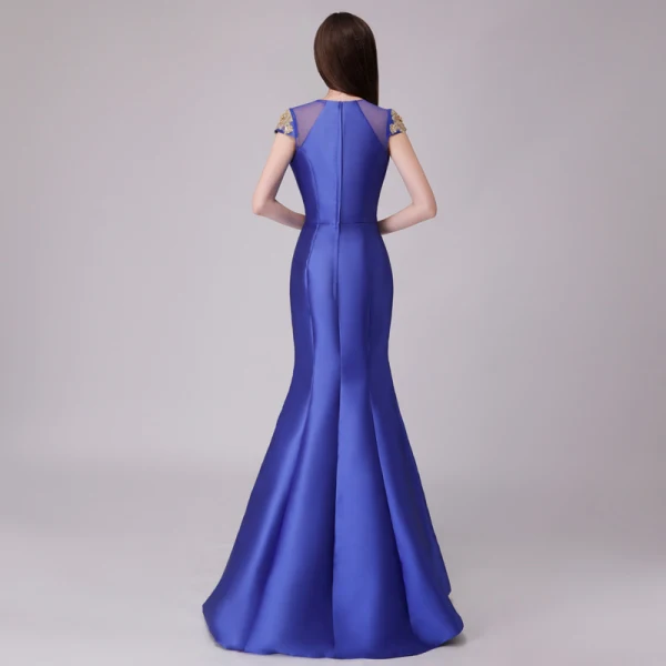Classic Royal Blue Evening Dresses 2018 Trumpet / Mermaid Lace Appliques Pearl Scoop Neck Sleeveless Floor-Length / Long Formal Dresses