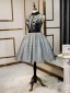 Fashion Black Homecoming Graduation Dresses 2020 A-Line / Princess Scoop Neck Sequins Lace Flower Sleeveless Knee-Length Formal Dresses
