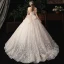 Charming Champagne Wedding Dresses 2020 A-Line / Princess Off-The-Shoulder Beading Bow Pearl Sequins Lace Flower Sleeveless Backless Court Train