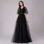 Chic / Belle Bleu Marine Robe De Soirée 2018 Princesse Glitter Métal Ceinture V-Cou Dos Nu 1/2 Manches Longue Robe De Ceremonie