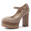 Schlicht Urlaub Schwarz Wildleder Pumps 2021 Schnalle Wasserdichte 11 cm Thick Heels Runde Zeh Pumps