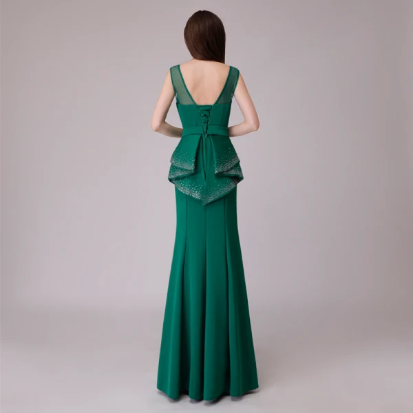 Vintage / Retro Green Evening Dresses 2018 Trumpet / Mermaid Rhinestone Sash Scoop Neck Backless Sleeveless Floor-Length / Long Formal Dresses