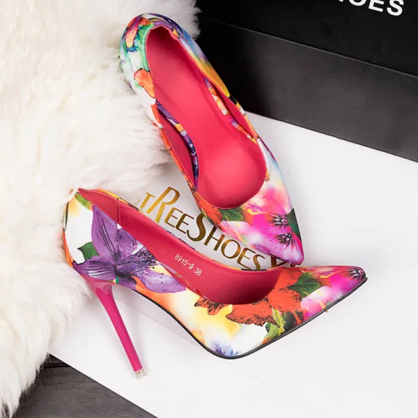 Chic / Beautiful Ocean Blue Street Wear Printing Pumps 2020 9 cm Stiletto Heels Pointed Toe Pumps