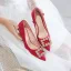 Chinese style Red Rhinestone Wedding Shoes 2020 8 cm Stiletto Heels Pointed Toe Wedding Pumps